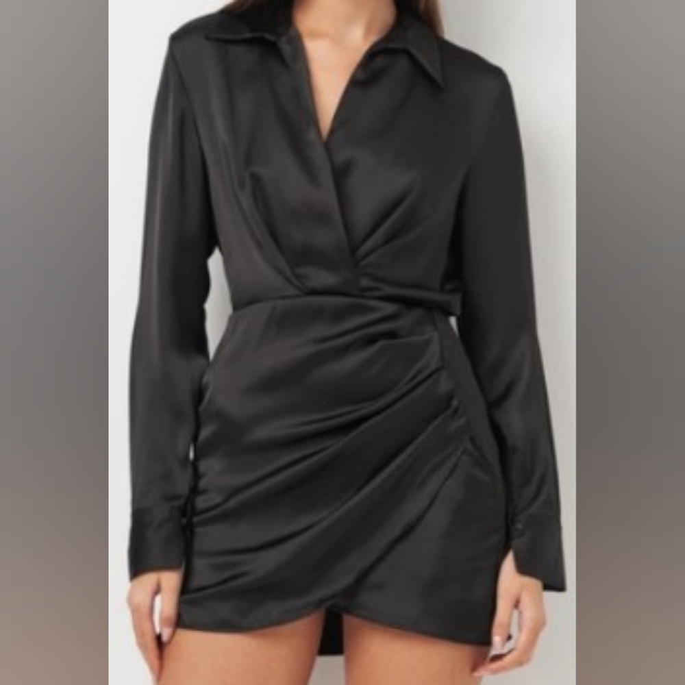 ZARA Short Satin Effect XS Black Dress